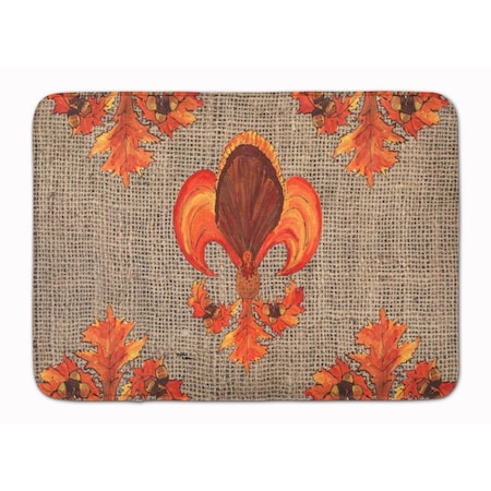 Carolines Treasures Thanksgiving Turkey Fleur De Lis Machine Washable Memory Foam Mat 8744RUG